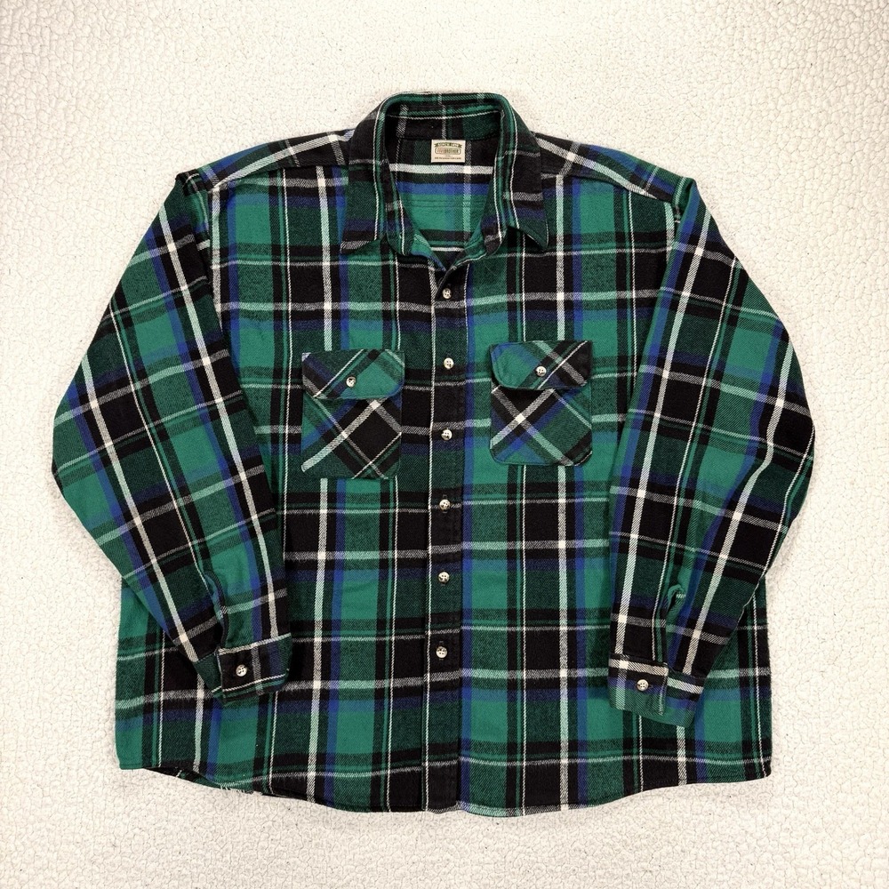 Vintage Five Brother Flannel Shirt Men's 3XL Plaid Workwear Grunge Lumberjack
